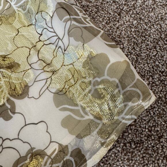 Vince Camuto Midi Skirt Lined Gold Floral Flirty NWT XL Lined Wedding Fairy - Picture 3 of 9